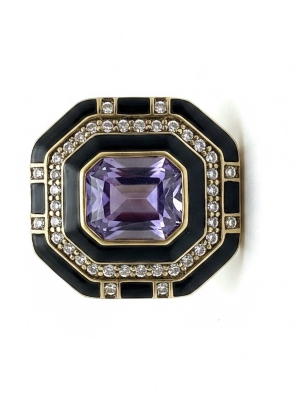 Heidi Daus Gold-Tone Ring with Purple Stone and Swarovski Crystals